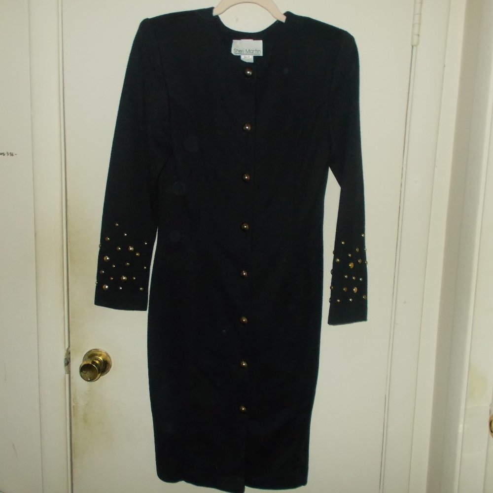 Vintage Sheri Martin Button Up Dress Black Size 8